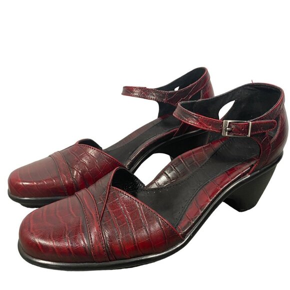 Dansko leather Mary Jane clogs oxblood croc embossed women's 39 - Picture 3 of 12